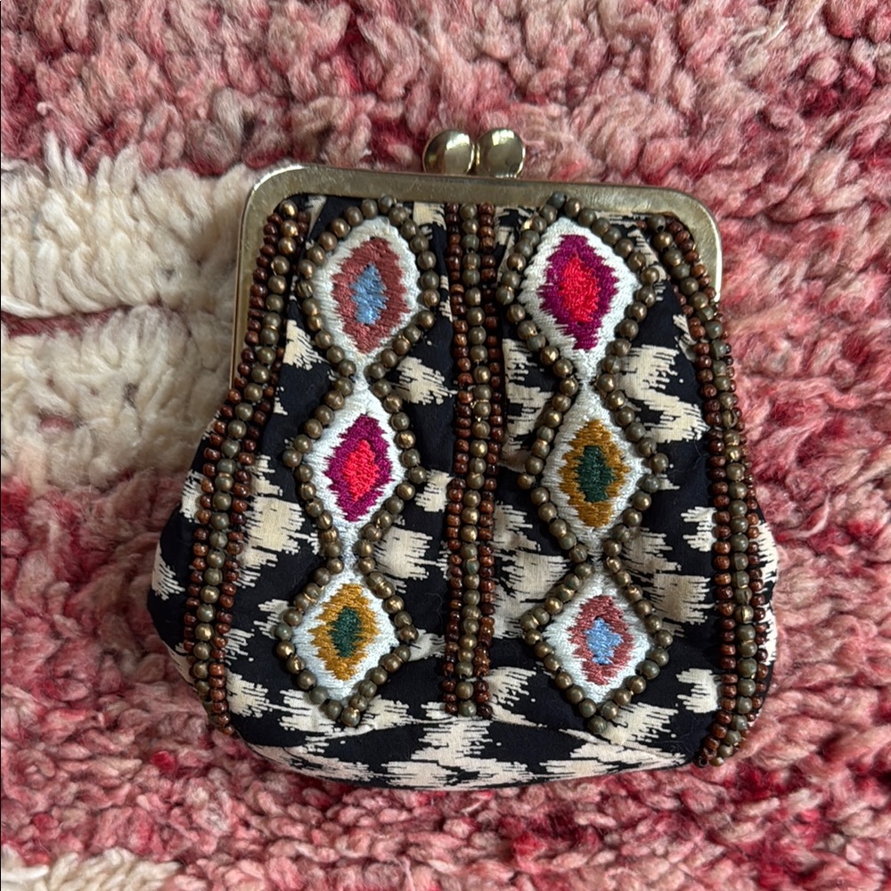 Embroidered Black and Multicolor Clutch